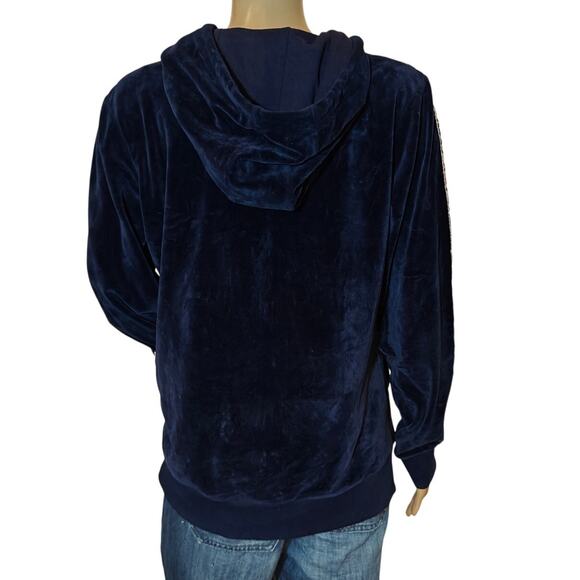 FILA Navy Velour Zip Up Hoodie Women’s Large Retro Track Jacket Logo - Picture 2 of 6